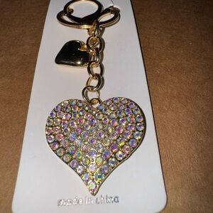 Elegant Gold Heart Keychain Bag Charm